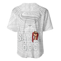 Super Samoa-Six Eight Five to The World Baseball Jersey Traditional Samoan Tattoo All White LT03 - Polynesian Pride