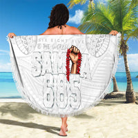 Super Samoa-Six Eight Five to The World Beach Blanket Traditional Samoan Tattoo All White