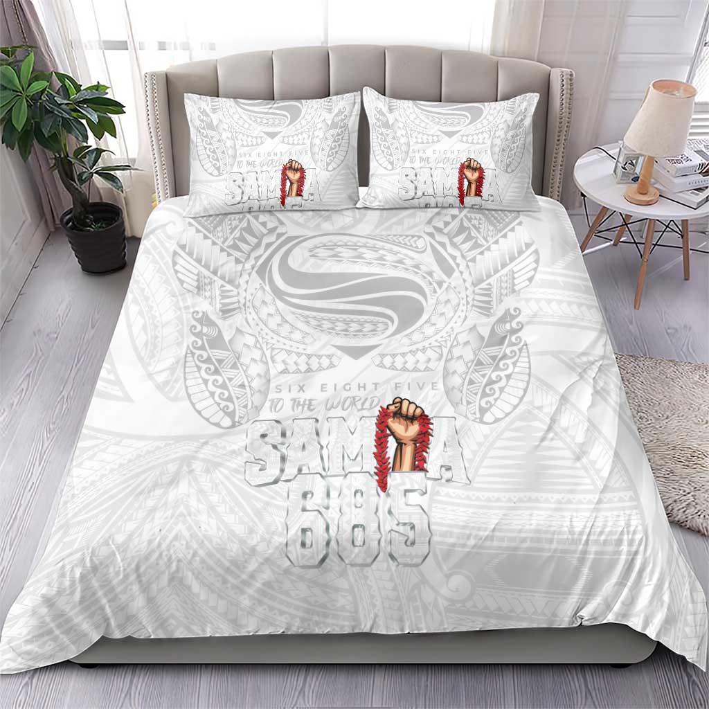 Super Samoa-Six Eight Five to The World Bedding Set Traditional Samoan Tattoo All White