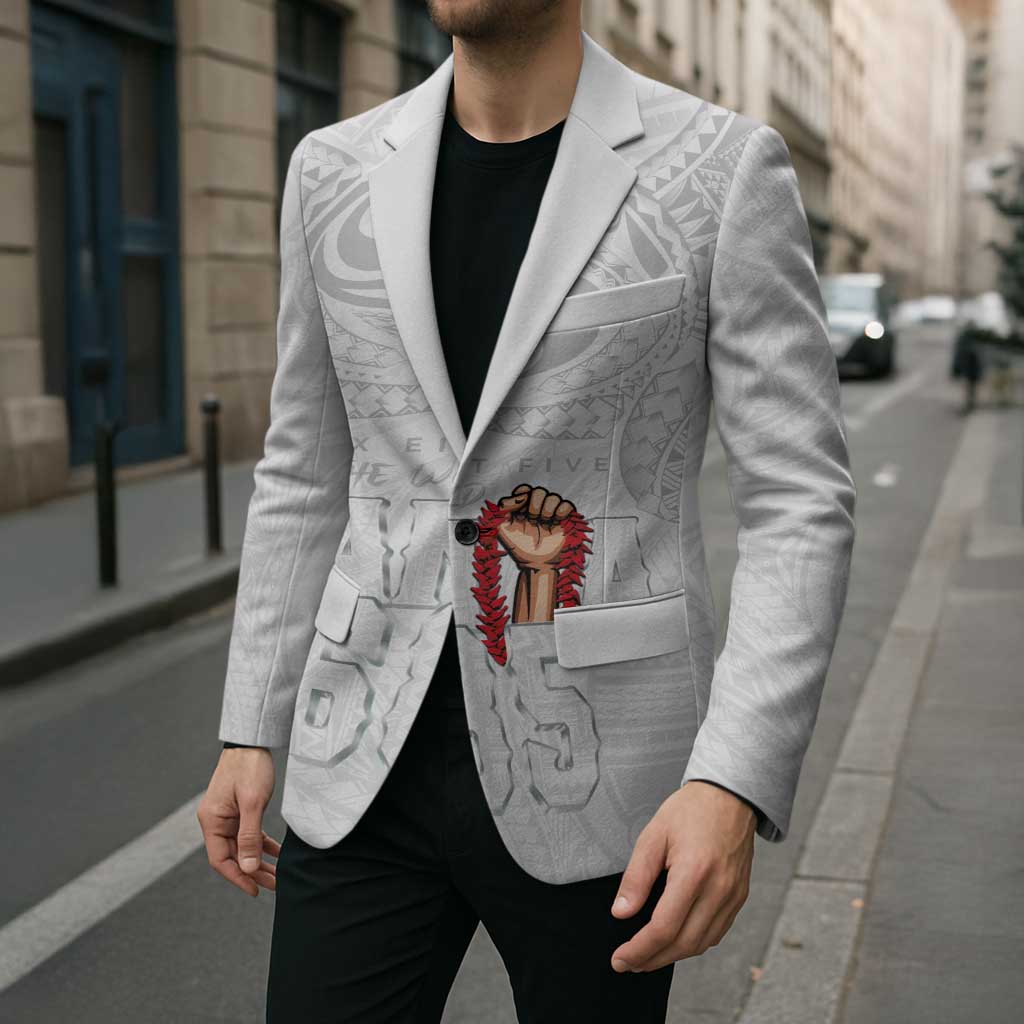 Super Samoa-Six Eight Five to The World Blazer Traditional Samoan Tattoo All White