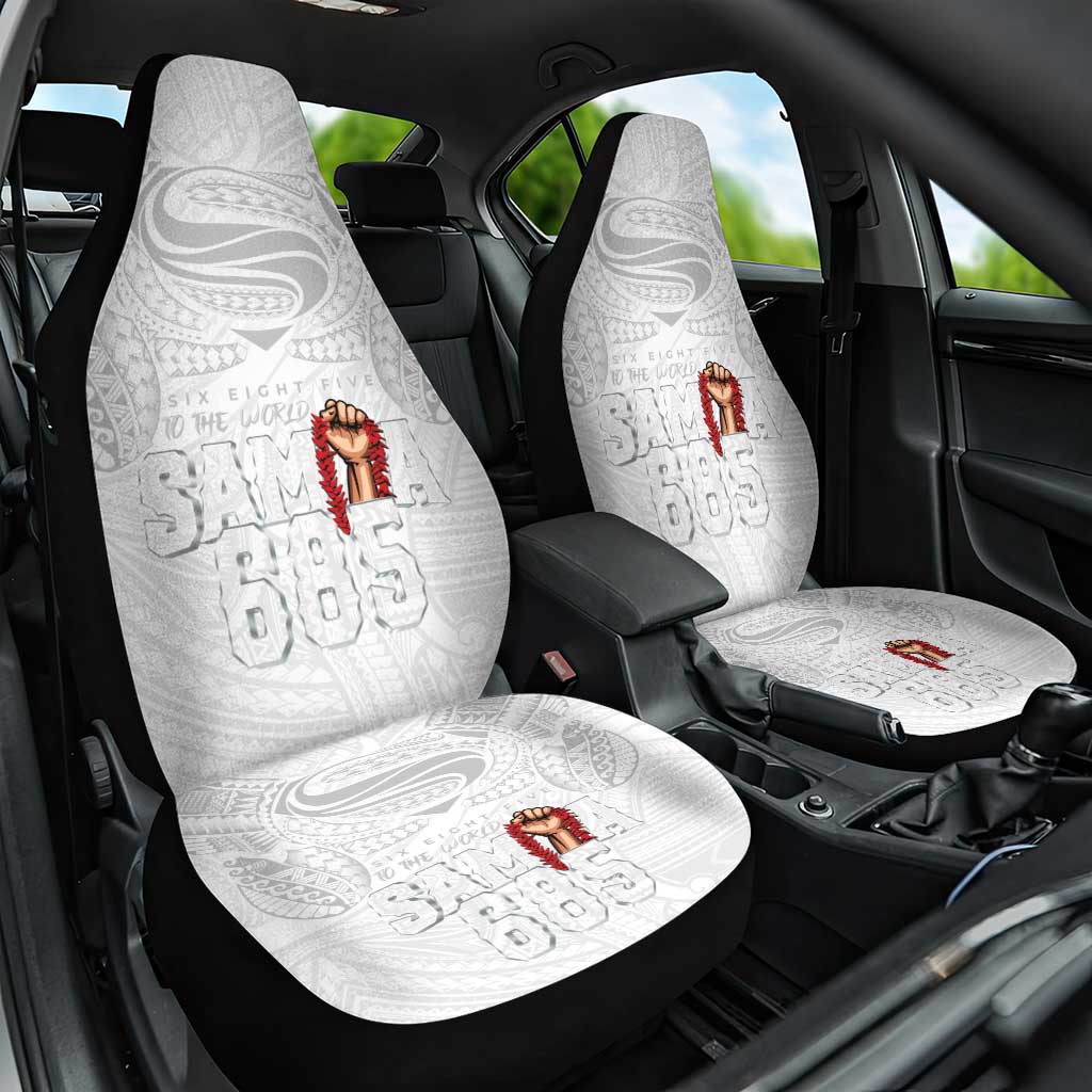Super Samoa-Six Eight Five to The World Car Seat Cover Traditional Samoan Tattoo All White