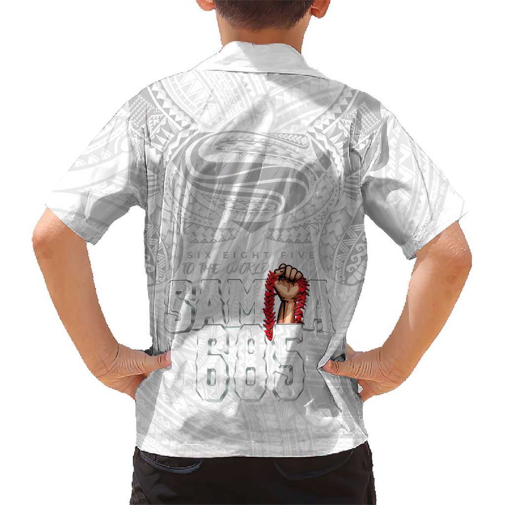 Super Samoa-Six Eight Five to The World Family Matching Off The Shoulder Long Sleeve Dress and Hawaiian Shirt Traditional Samoan Tattoo All White LT03 - Polynesian Pride