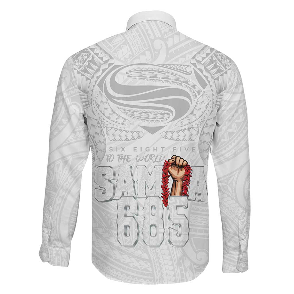 Super Samoa-Six Eight Five to The World Family Matching Off The Shoulder Long Sleeve Dress and Hawaiian Shirt Traditional Samoan Tattoo All White LT03 - Polynesian Pride