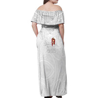 Super Samoa-Six Eight Five to The World Family Matching Off Shoulder Maxi Dress and Hawaiian Shirt Traditional Samoan Tattoo All White