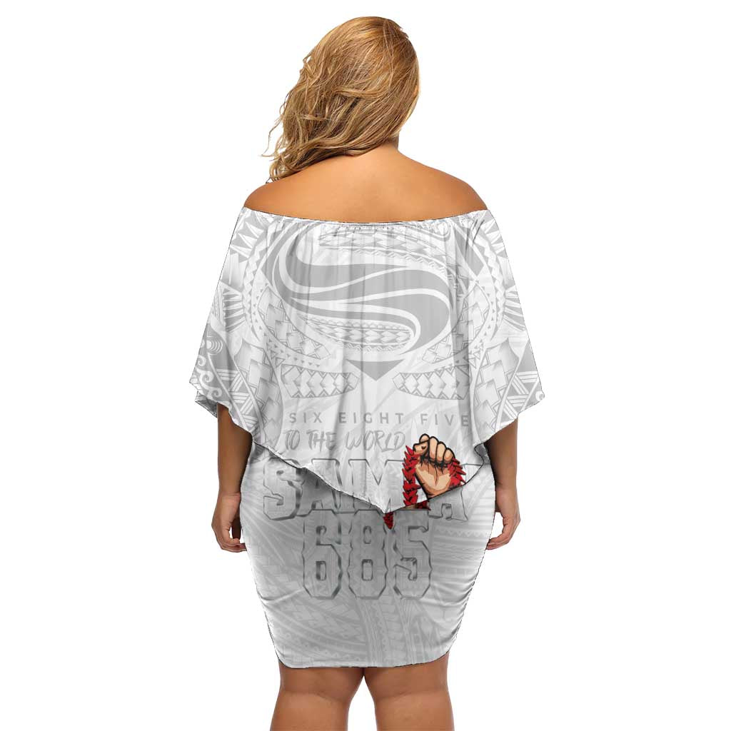 Super Samoa-Six Eight Five to The World Family Matching Off Shoulder Short Dress and Hawaiian Shirt Traditional Samoan Tattoo All White