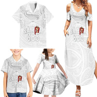 Super Samoa-Six Eight Five to The World Family Matching Summer Maxi Dress and Hawaiian Shirt Traditional Samoan Tattoo All White