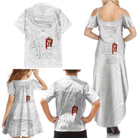 Super Samoa-Six Eight Five to The World Family Matching Summer Maxi Dress and Hawaiian Shirt Traditional Samoan Tattoo All White