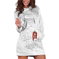 Super Samoa-Six Eight Five to The World Hoodie Dress Traditional Samoan Tattoo All White LT03 White - Polynesian Pride