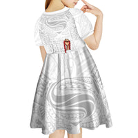 Super Samoa-Six Eight Five to The World Kid Short Sleeve Dress Traditional Samoan Tattoo All White LT03 - Polynesian Pride