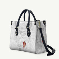Super Samoa-Six Eight Five to The World Leather Bag Traditional Samoan Tattoo All White LT03 White - Polynesian Pride