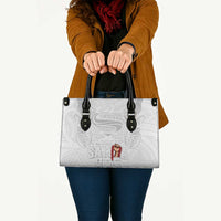 Super Samoa-Six Eight Five to The World Leather Bag Traditional Samoan Tattoo All White LT03 - Polynesian Pride