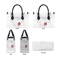 Super Samoa-Six Eight Five to The World Leather Bag Traditional Samoan Tattoo All White LT03 - Polynesian Pride