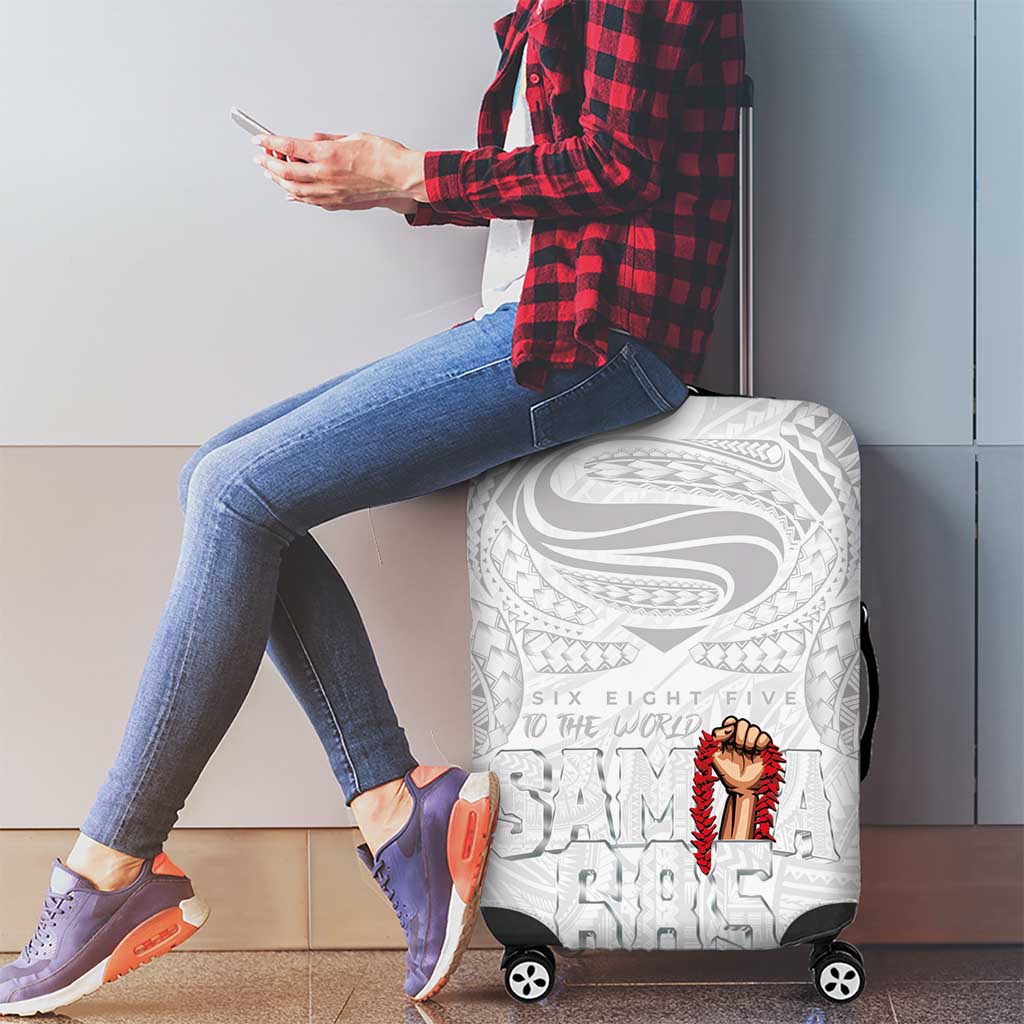 Super Samoa-Six Eight Five to The World Luggage Cover Traditional Samoan Tattoo All White