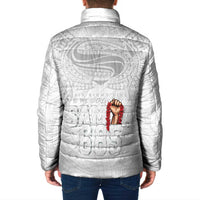 Super Samoa-Six Eight Five to The World Padded Jacket Traditional Samoan Tattoo All White