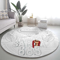 Super Samoa-Six Eight Five to The World Round Carpet Traditional Samoan Tattoo All White LT03 - Polynesian Pride