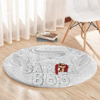 Super Samoa-Six Eight Five to The World Round Carpet Traditional Samoan Tattoo All White LT03 - Polynesian Pride