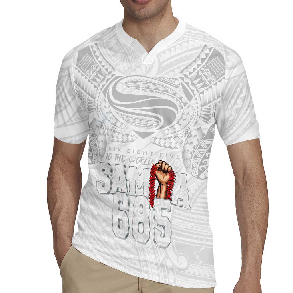 Super Samoa-Six Eight Five to The World Rugby Jersey Traditional Samoan Tattoo All White