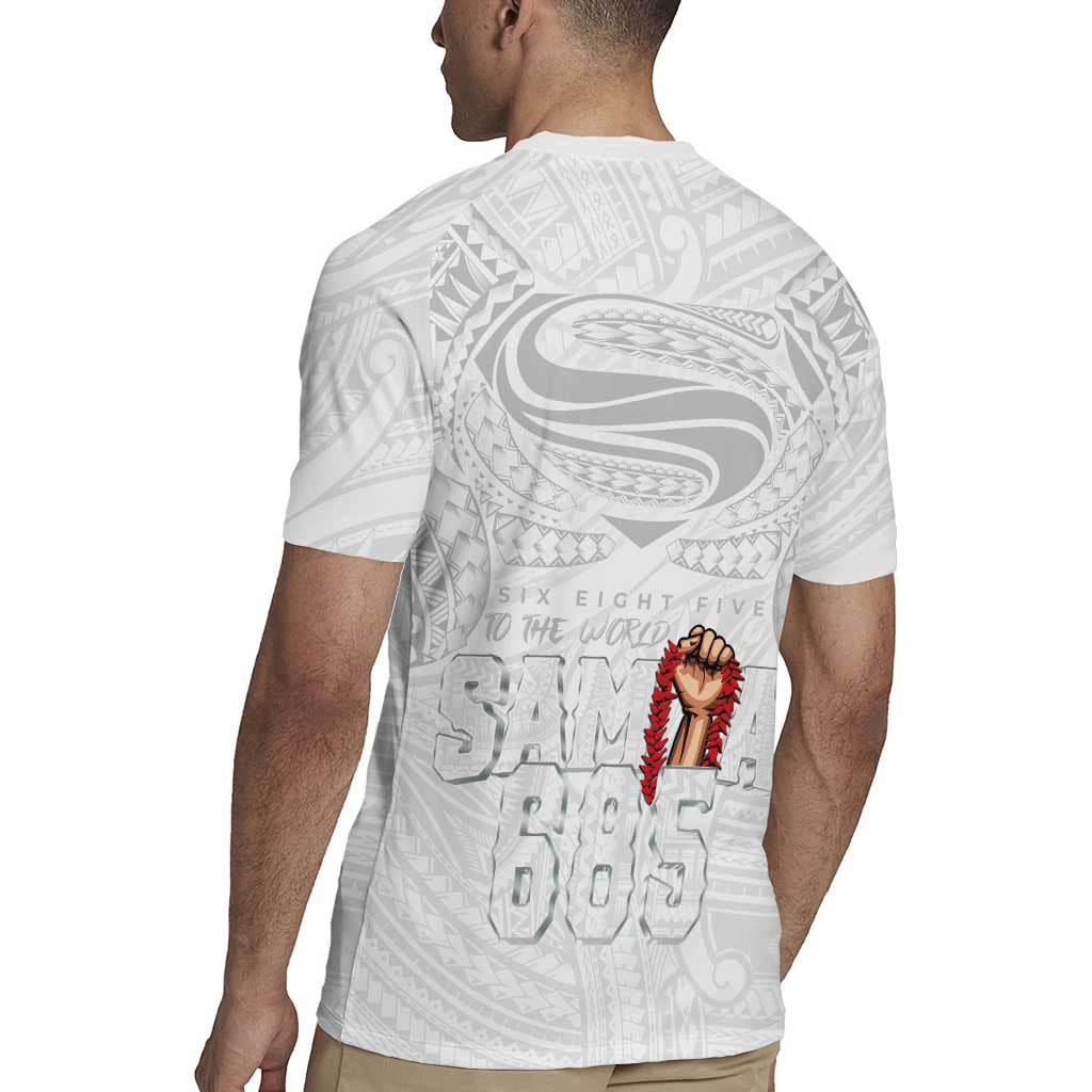 Super Samoa-Six Eight Five to The World Rugby Jersey Traditional Samoan Tattoo All White