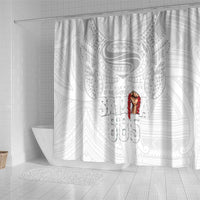 Super Samoa-Six Eight Five to The World Shower Curtain Traditional Samoan Tattoo All White