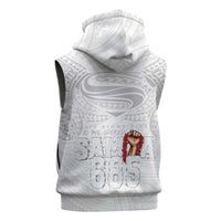 Super Samoa-Six Eight Five to The World Sleeveless Hoodie Traditional Samoan Tattoo All White LT03 - Polynesian Pride