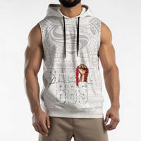 Super Samoa-Six Eight Five to The World Sleeveless Hoodie Traditional Samoan Tattoo All White LT03 - Polynesian Pride