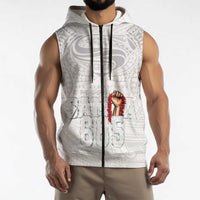 Super Samoa-Six Eight Five to The World Sleeveless Zip Hoodie Traditional Samoan Tattoo All White LT03 - Polynesian Pride