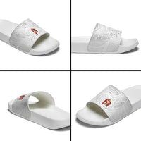Super Samoa-Six Eight Five to The World Slide Sandals Traditional Samoan Tattoo All White