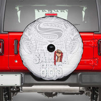 Super Samoa-Six Eight Five to The World Spare Tire Cover Traditional Samoan Tattoo All White