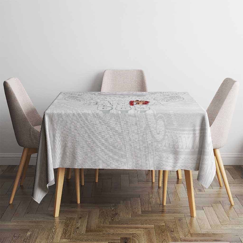 Super Samoa-Six Eight Five to The World Tablecloth Traditional Samoan Tattoo All White