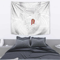 Super Samoa-Six Eight Five to The World Tapestry Traditional Samoan Tattoo All White