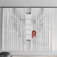 Super Samoa-Six Eight Five to The World Window Curtain Traditional Samoan Tattoo All White LT03 With Hooks White - Polynesian Pride