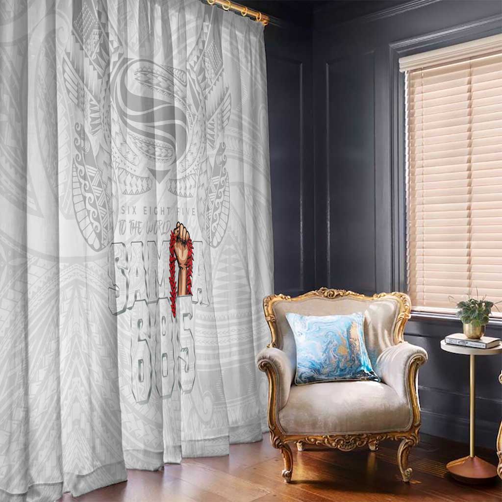 Super Samoa-Six Eight Five to The World Window Curtain Traditional Samoan Tattoo All White LT03 - Polynesian Pride