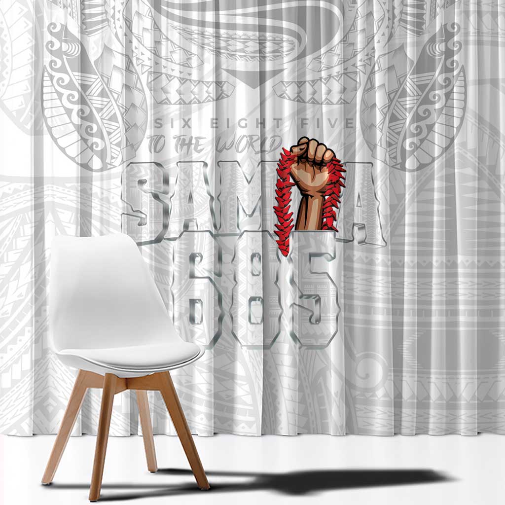 Super Samoa-Six Eight Five to The World Window Curtain Traditional Samoan Tattoo All White LT03 - Polynesian Pride