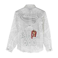 Super Samoa-Six Eight Five to The World Women Casual Shirt Traditional Samoan Tattoo All White