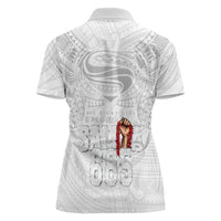 Super Samoa-Six Eight Five to The World Women Polo Shirt Traditional Samoan Tattoo All White
