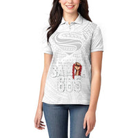Super Samoa-Six Eight Five to The World Women Polo Shirt Traditional Samoan Tattoo All White