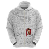 Super Samoa-Six Eight Five to The World Zip Hoodie Traditional Samoan Tattoo All White