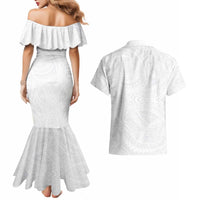 Lotu Tamaiti Samoan Art Tattoo Polynesian Pattern Couples Matching Mermaid Dress and Hawaiian Shirt