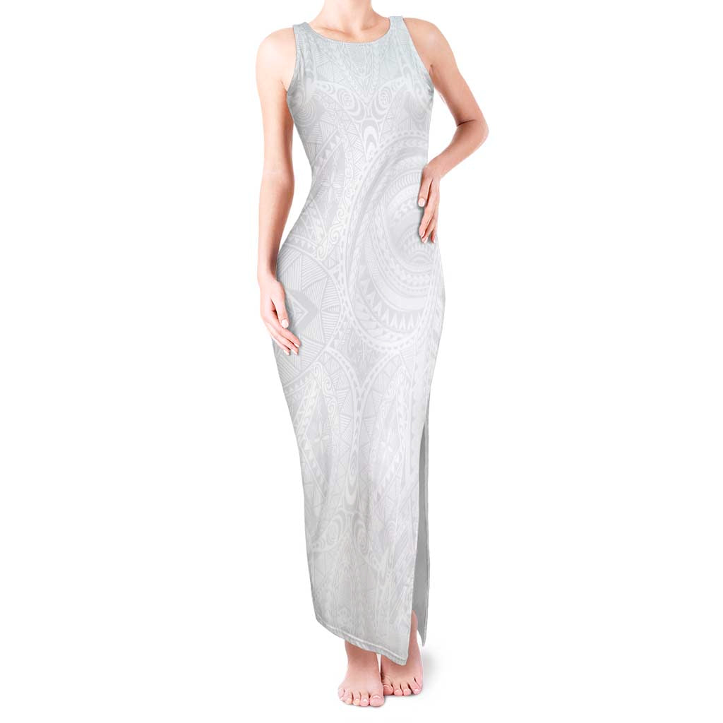 Lotu Tamaiti Samoan Art Tattoo Polynesian Pattern Tank Maxi Dress LT03 Women White - Polynesian Pride