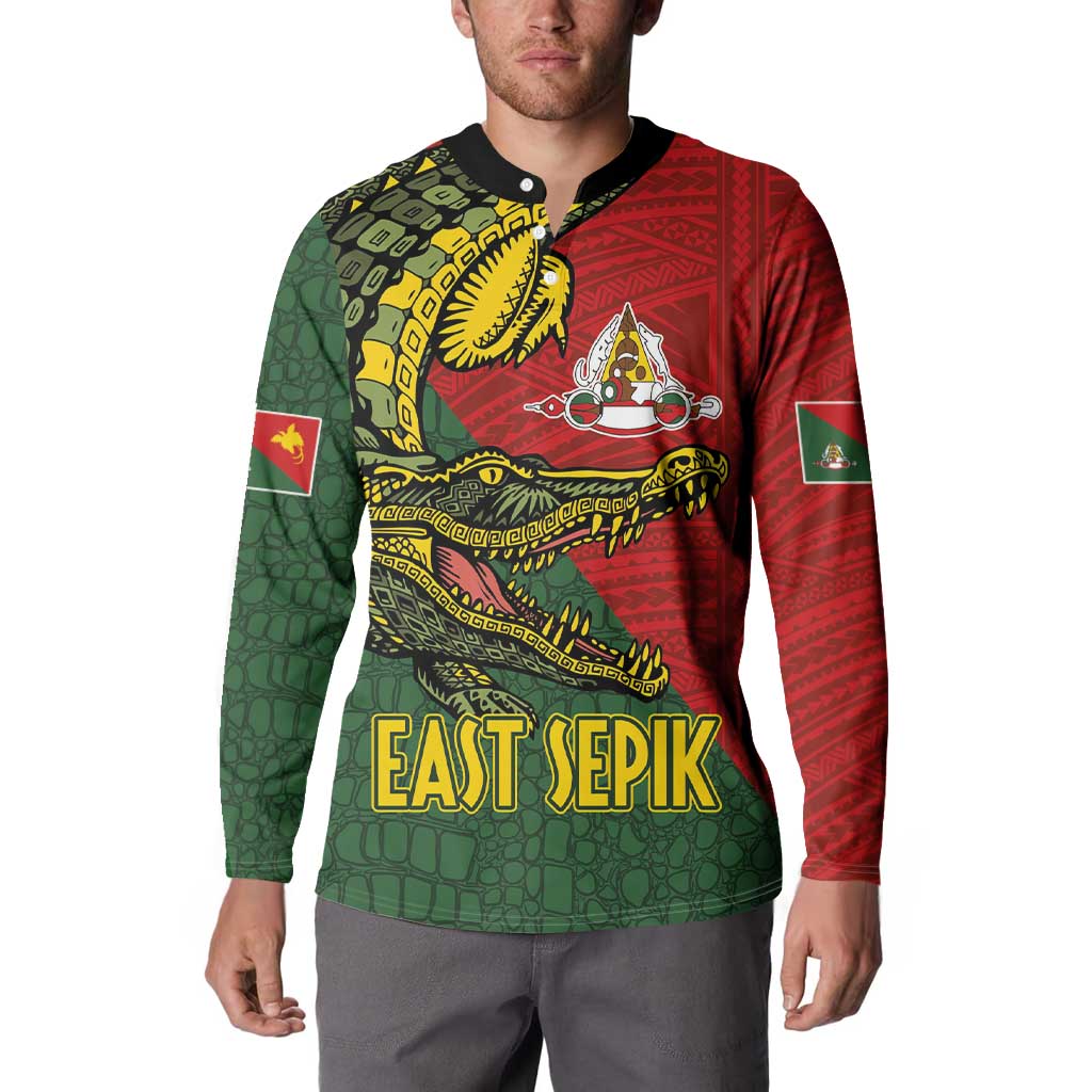 Sepik River Crocodile & Arts Festival Melanesian Pattern Button Sweatshirt