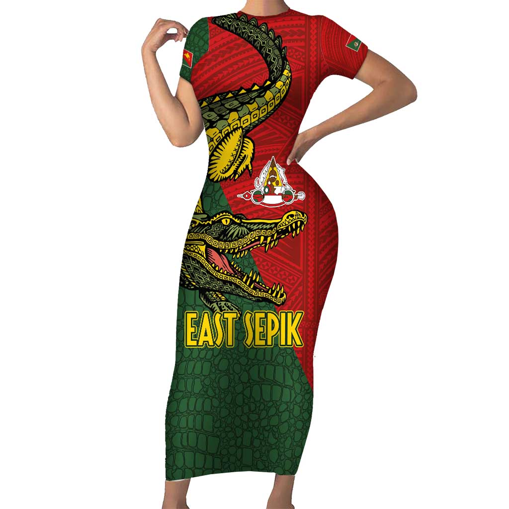Sepik River Crocodile & Arts Festival Melanesian Pattern Short Sleeve Bodycon Dress