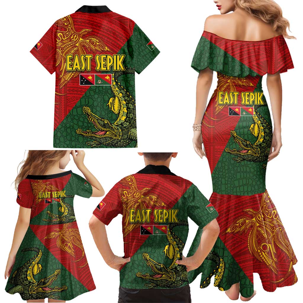 Sepik River Crocodile & Arts Festival Family Matching Mermaid Dress and Hawaiian Shirt Bird-of-paradise Melanesian Tattoo