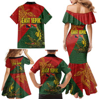 Sepik River Crocodile & Arts Festival Family Matching Mermaid Dress and Hawaiian Shirt Bird-of-paradise Melanesian Tattoo
