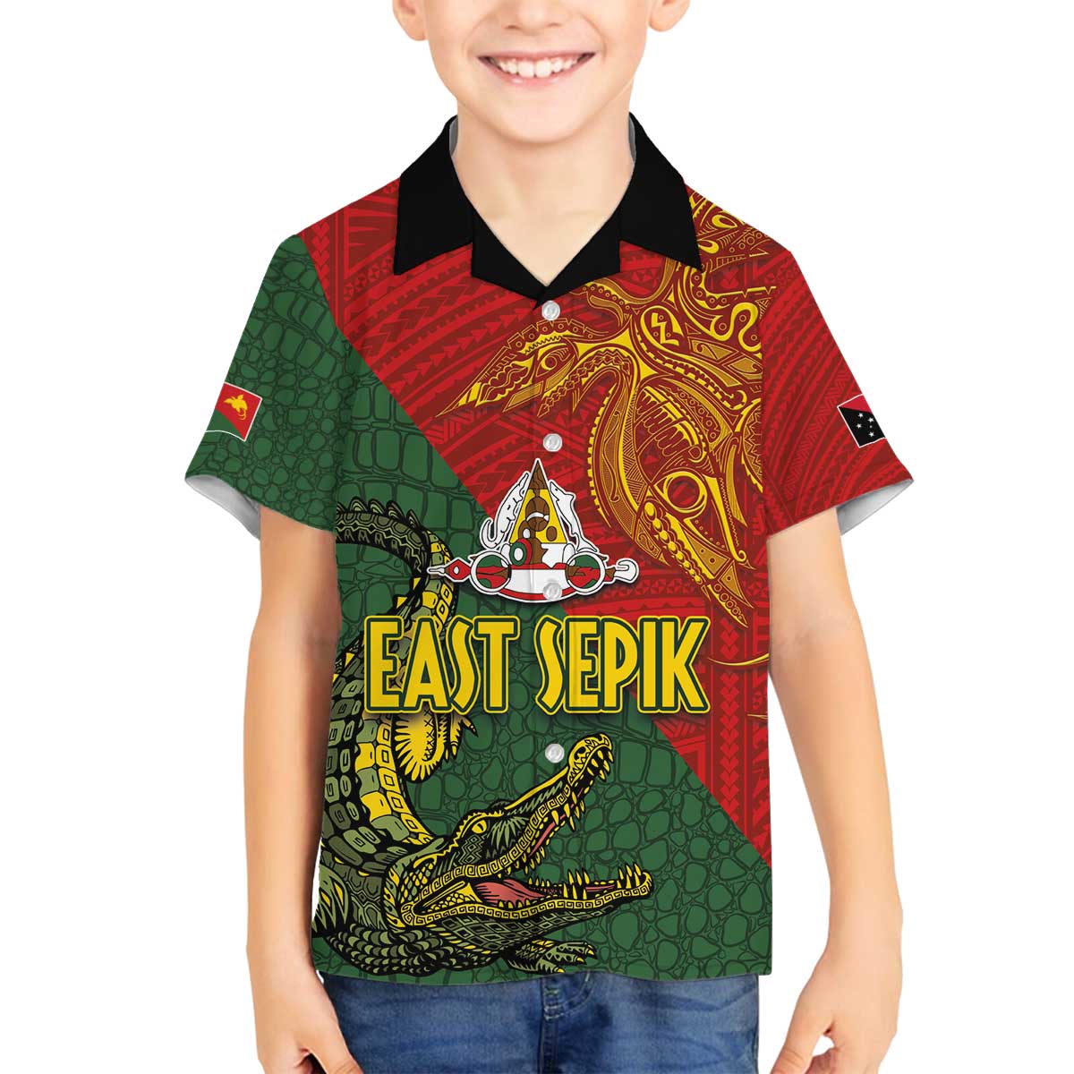 Sepik River Crocodile & Arts Festival Family Matching Puletasi and Hawaiian Shirt Bird-of-paradise Melanesian Tattoo