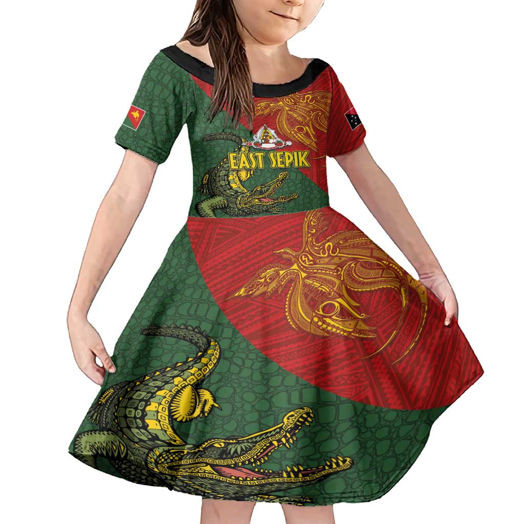 Sepik River Crocodile & Arts Festival Family Matching Tank Maxi Dress and Hawaiian Shirt Bird-of-paradise Melanesian Tattoo LT03 Daughter's Dress Red - Polynesian Pride