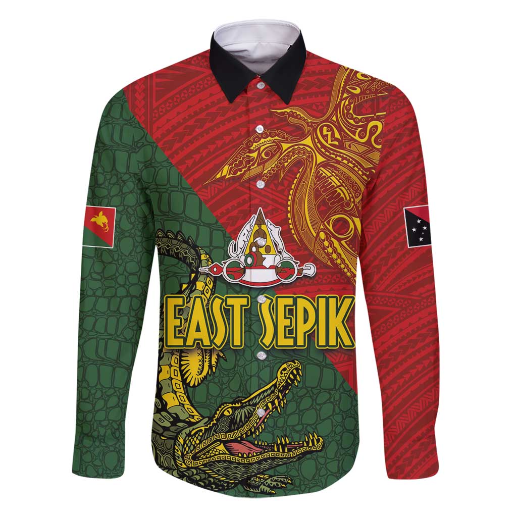Sepik River Crocodile & Arts Festival Family Matching Tank Maxi Dress and Hawaiian Shirt Bird-of-paradise Melanesian Tattoo LT03 Dad's Shirt - Long Sleeve Red - Polynesian Pride