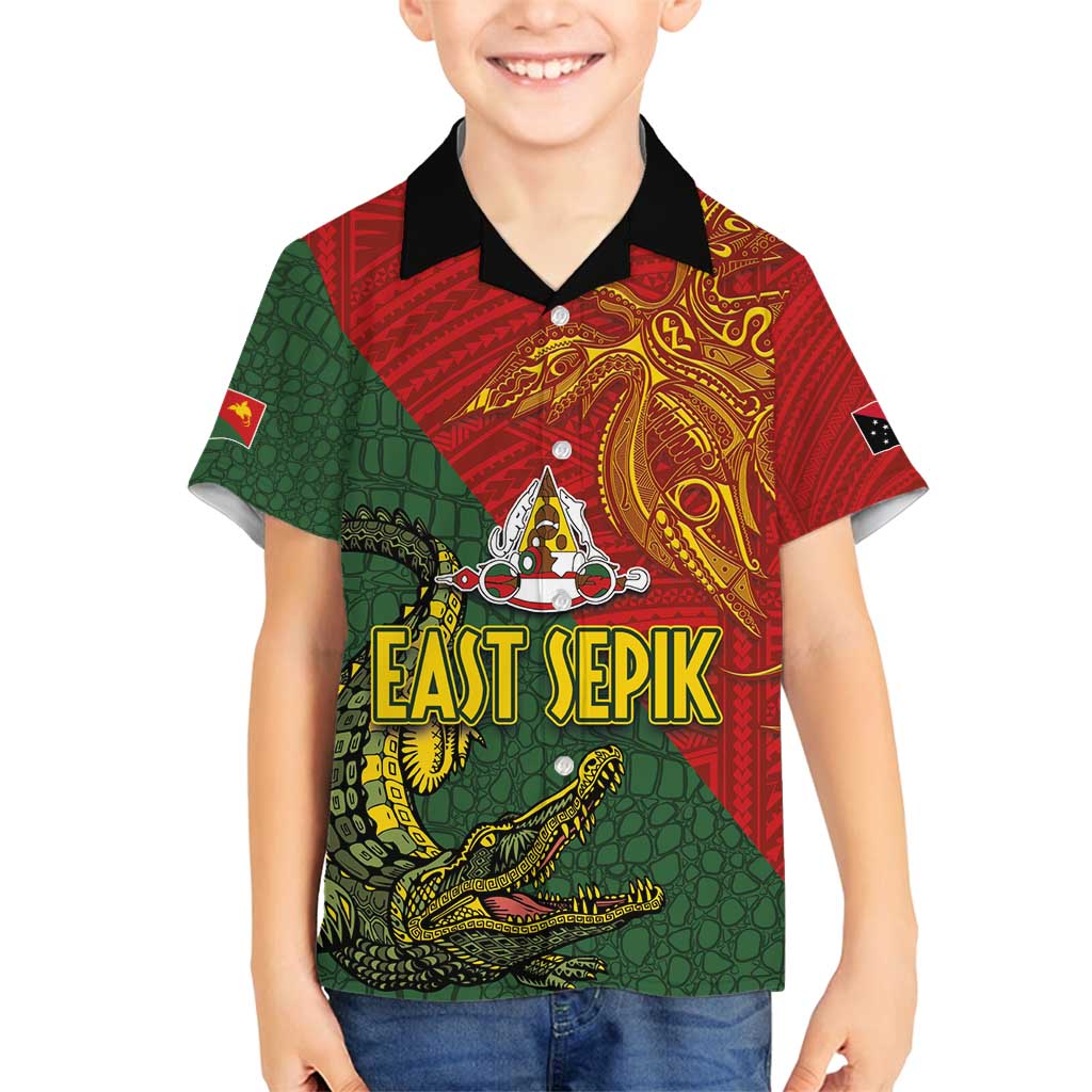 Sepik River Crocodile & Arts Festival Family Matching Tank Maxi Dress and Hawaiian Shirt Bird-of-paradise Melanesian Tattoo LT03 Son's Shirt Red - Polynesian Pride