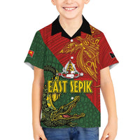 Sepik River Crocodile & Arts Festival Family Matching Tank Maxi Dress and Hawaiian Shirt Bird-of-paradise Melanesian Tattoo LT03 Son's Shirt Red - Polynesian Pride