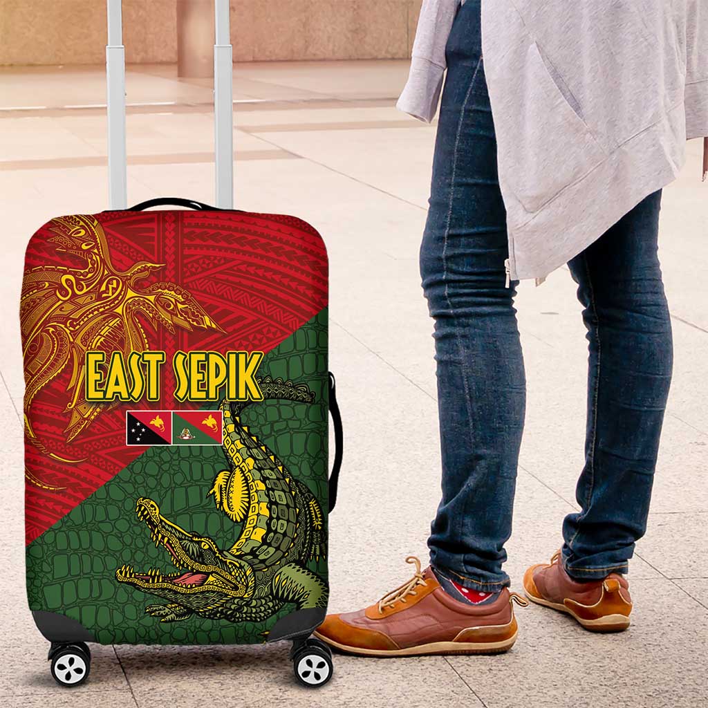 Sepik River Crocodile & Arts Festival Luggage Cover Bird-of-paradise Melanesian Tattoo LT03 Red - Polynesian Pride