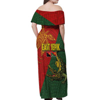 Sepik River Crocodile & Arts Festival Off Shoulder Maxi Dress Bird-of-paradise Melanesian Tattoo